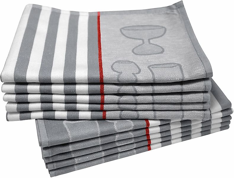 Dyckhoff Geschirrtuch "Gläser / Halbleinen" mit Gläser & Streifen Motiv, Ma günstig online kaufen