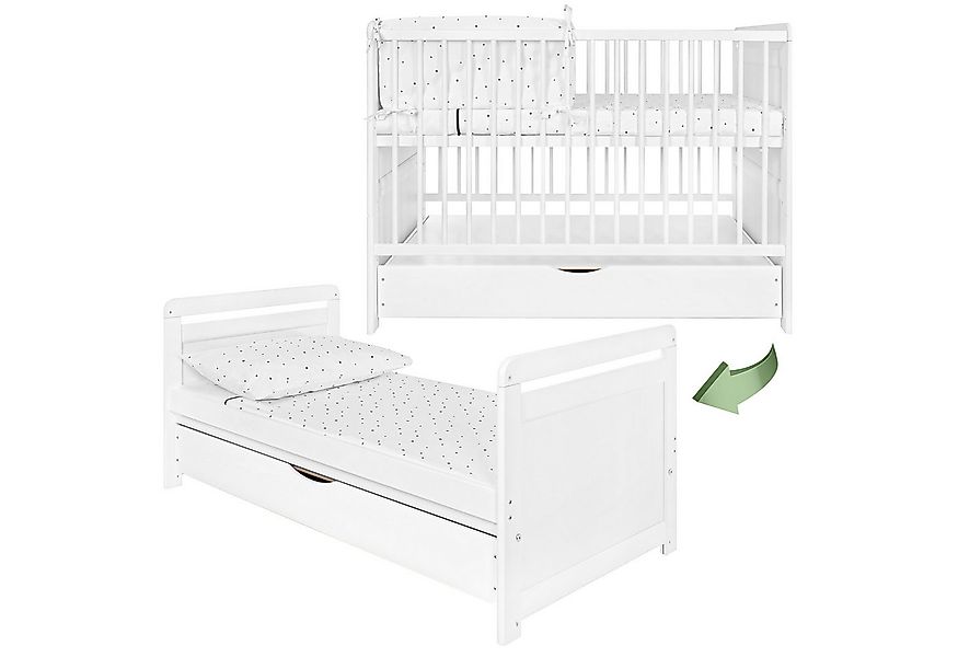 iGLOBAL Babybett Gitterbett 2 in 1 umbaubar zum Kinderbett 120x60 cm aus Ki günstig online kaufen