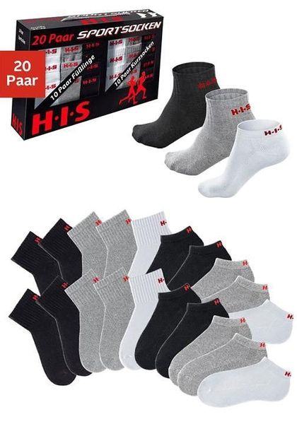 H.I.S Kurzsocken Set, 20 Stk. tlg. und Sneakersocken mit Frottee günstig online kaufen