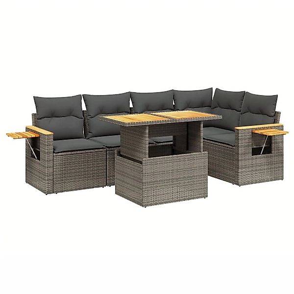 vidaXL 6-Tlg Garten-Sofagarnitur mit Kissen Grau Poly Rattan 3273510 günstig online kaufen