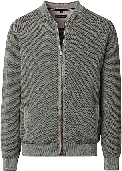 Casa Moda Strickjacke Zip Structure Grün - Größe M günstig online kaufen