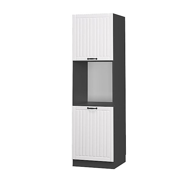 Vicco Herdumbauschrank Fame-Line Herdschrank Weiß Landhaus/Anthrazit 60 cm günstig online kaufen