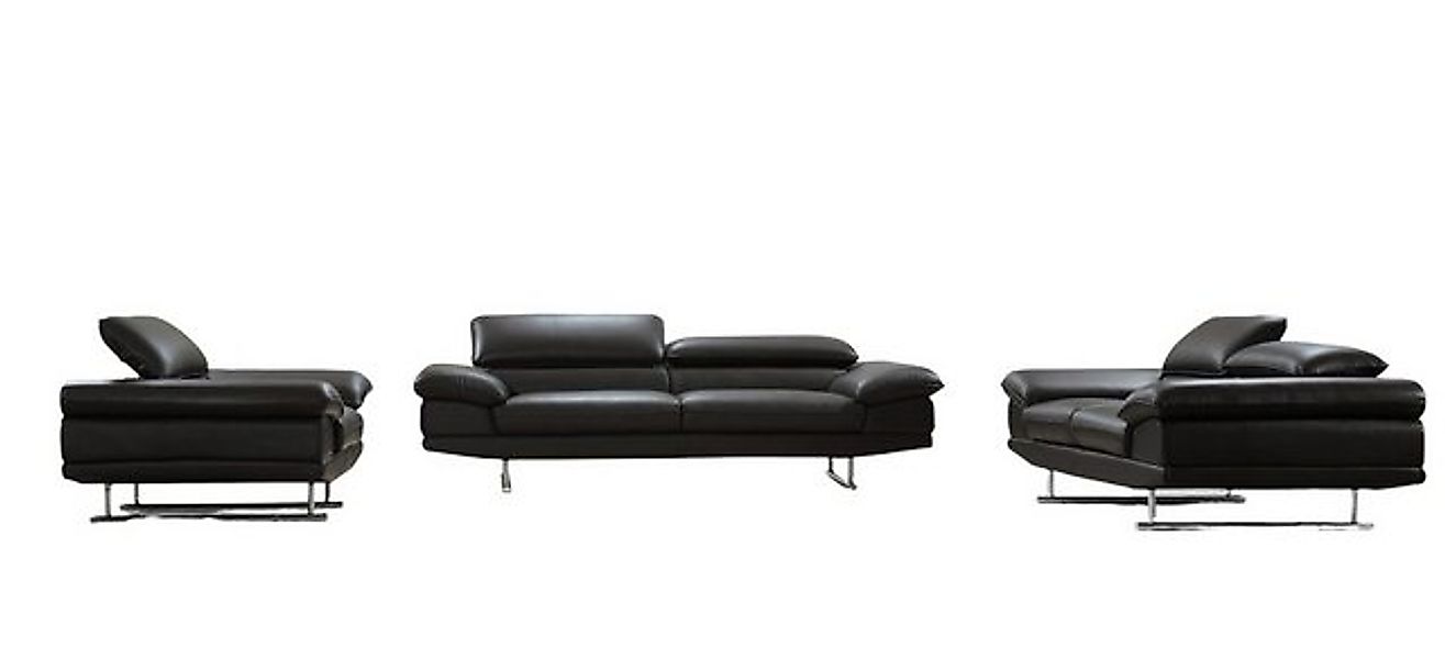 Salottini Polstergarnitur Sofagarnitur Bassano Leder 3/1/1 schwarz Polsterg günstig online kaufen