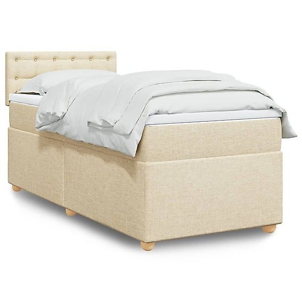 vidaXL Boxspringbett, Boxspringbett mit Matratze Creme 80x200 cm Stoff günstig online kaufen