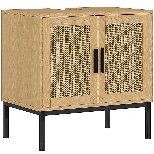 Kleankin Waschbeckenunterschrank Spanplatte Rattan Eiche 60L x 39B x 60H cm günstig online kaufen