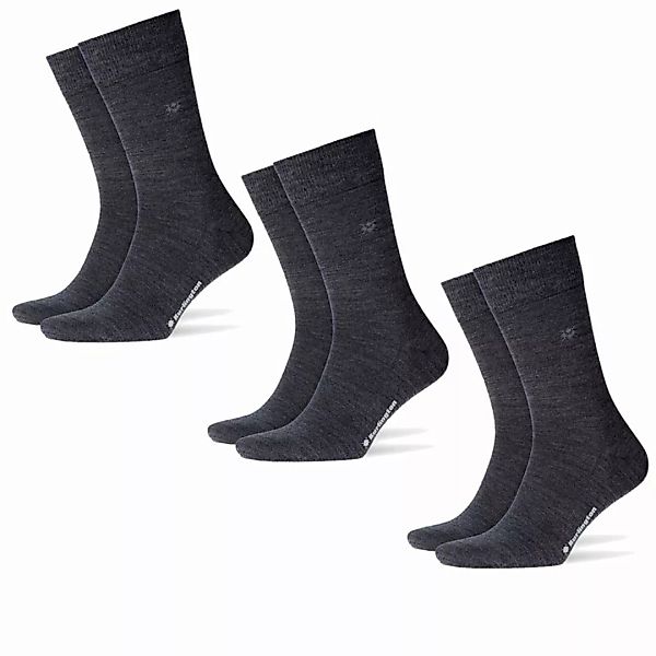 Burlington 3er Pack Herren Socken LEEDS - Schurwolle, 40-46, Uni (3x 1 Paar günstig online kaufen