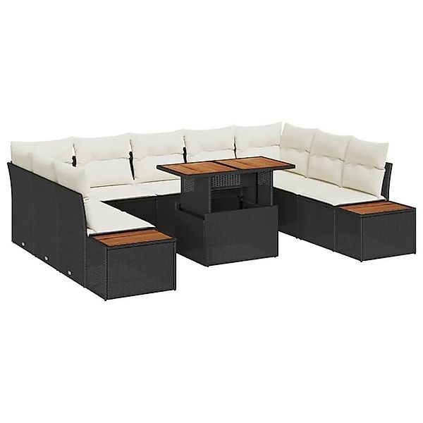 vidaXL Garten Essgruppe mit Kissen 10-Tlg Schwarz und Beige 3350099 günstig online kaufen