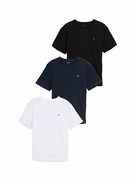 TOM TAILOR T-Shirt, (Packung, 3 tlg.), 3er Pack mit Logo-Stickerei günstig online kaufen