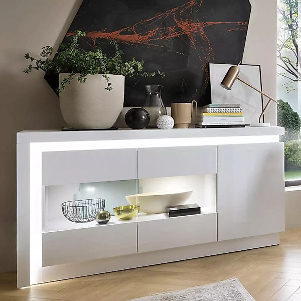 Sideboard mit indirekter Beleuchtung in weiß Hochglanz LYNDHURST-129, B/H/T günstig online kaufen