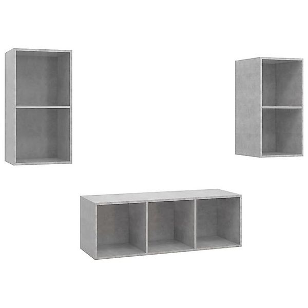 furnicato TV-Schrank 3-tlg. TV-Schrank-Set Betongrau Holzwerkstoff (1-St) günstig online kaufen