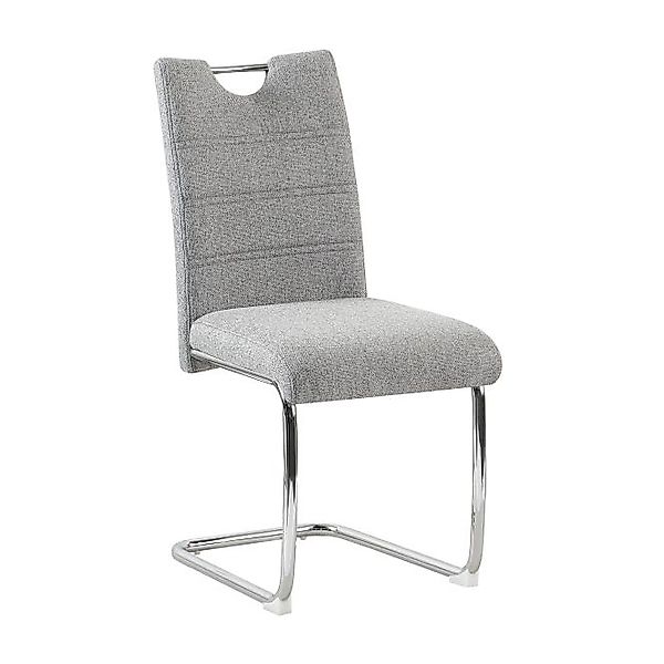 Schwingstuhl 4er Set Grau / Gestell Metall chromfarbig günstig online kaufen