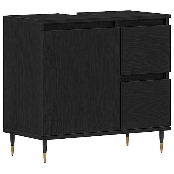 vidaXL Badezimmerschrank mit Tür Schwarz Eichen-Optik 65 x 33 x 60 cm 86289 günstig online kaufen