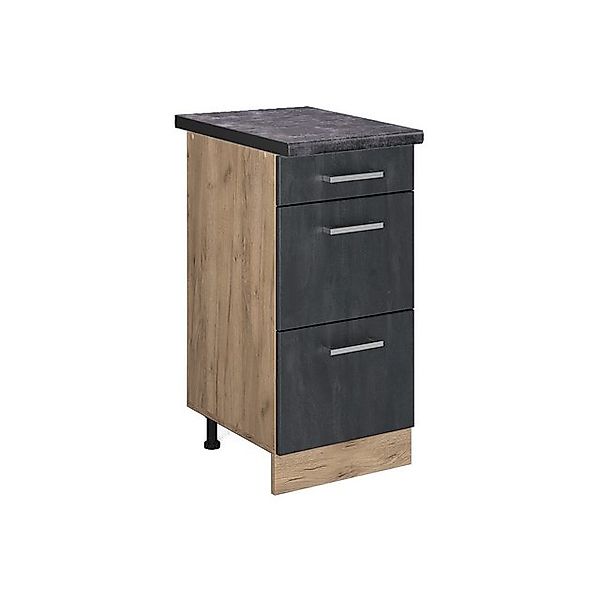 Vicco Unterschrank R-Line, Schwarz Beton/Goldkraft Eiche, 40 cm AP Anthrazi günstig online kaufen