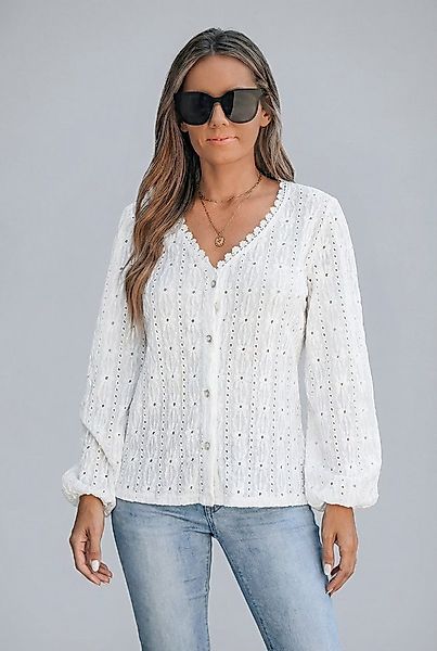 Cupshe Blusentop Bluse mit Ösen und V-Ausschnitt günstig online kaufen