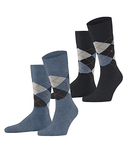 Burlington 2-er Set Socken Blau mit Argyle-Muster günstig online kaufen