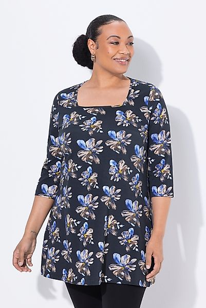 Ulla Popken Longshirt Longshirt A-Linie Carré-Ausschnitt günstig online kaufen