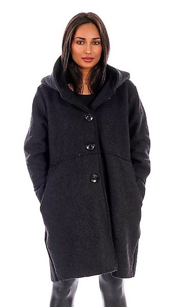 Charis Moda Wollmantel Melissa Rosso mit Schalkragenkapuze Oversized Look günstig online kaufen