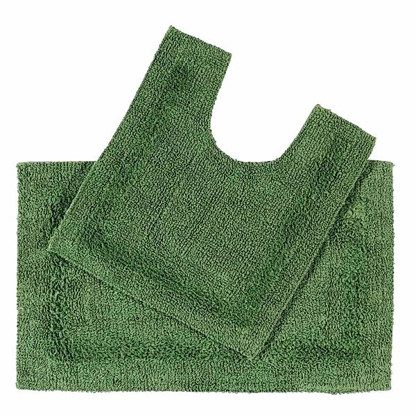 Homescapes Badematte 2-tlg. Badgarnitur flaschengrün aus günstig online kaufen