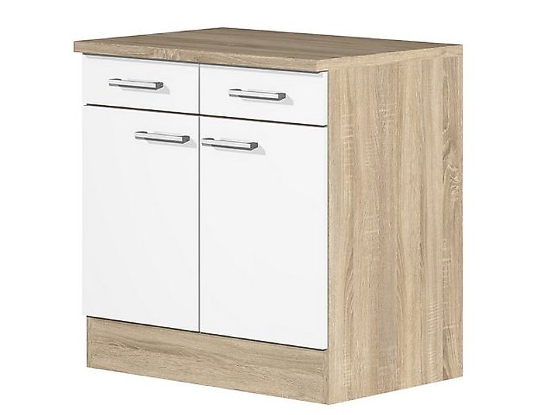 Flex-Well Unterschrank Küchenunterschrank - 80 cm breit - Weiß Sonoma Eiche günstig online kaufen