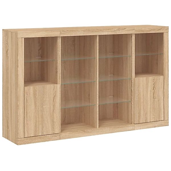 vidaXL Sideboards mit LED-Leuchten 3 Stk Sonoma-Eiche Holzwerkstoff 3209137 günstig online kaufen