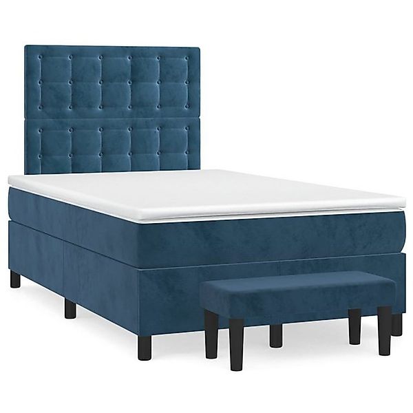 vidaXL Boxspringbett Boxspringbett mit Matratze Dunkelblau 120x200 cm Samt günstig online kaufen