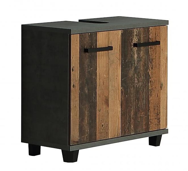 Waschbecken-Unterschrank 2-trg VERIS von Forte Beton dunkelgrau / Old-Wood günstig online kaufen