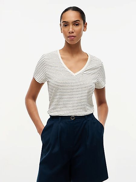 Tommy Hilfiger Kurzarmshirt "CO LINEN V-NECK SHORT SLEEVE TEE" mit V-Aussch günstig online kaufen