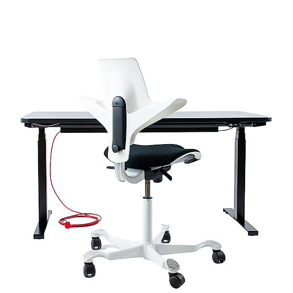 Aktion: Bundle Schreibtisch NewWORK schwarz & HAG CAPISCO PULS 8020 weiß "w günstig online kaufen