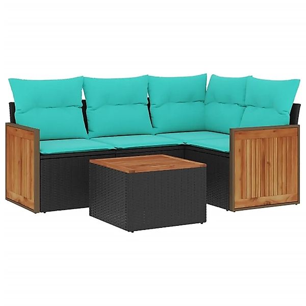 vidaXL 5-Tlg Gartensofa-Set mit Kissen Schwarz Polyrattan 3227618 günstig online kaufen
