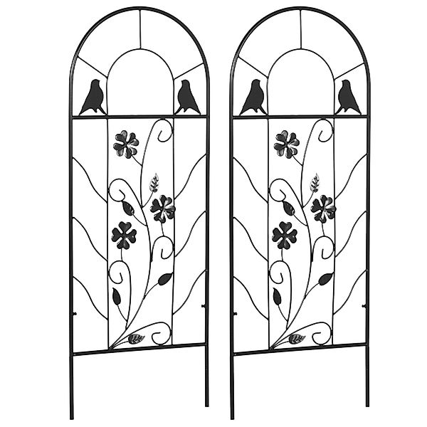Outsunny 2er-Set Rankhilfe Gartendeko für Kletterpflanzen Eisen Schwarz günstig online kaufen