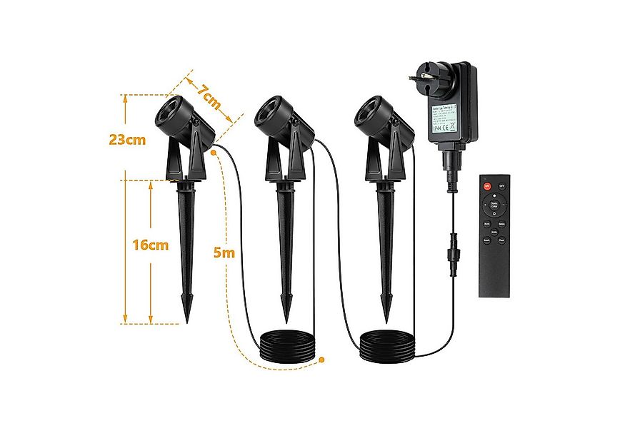 Clanmacy Gartenstrahler 6-IN-1 LED Gartenstrahler mit Erdspieß Außenstrahle günstig online kaufen