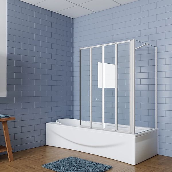 duschspa Badewannenaufsatz 140cm 4-teilige Faltwand Duschwand günstig online kaufen