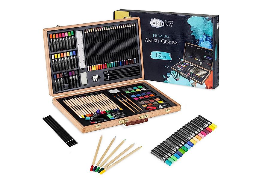 Artina Malerset XXL 89tlg Künstler Malset im Malkoffer Holz Genova, 89tlg., günstig online kaufen