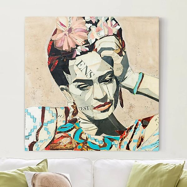 Leinwandbild Kunstdruck - Quadrat Frida Kahlo - Collage No.1 günstig online kaufen