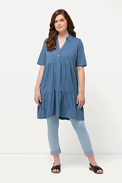 Ulla Popken Longshirt T-Shirt Volantsaum Polokragen günstig online kaufen