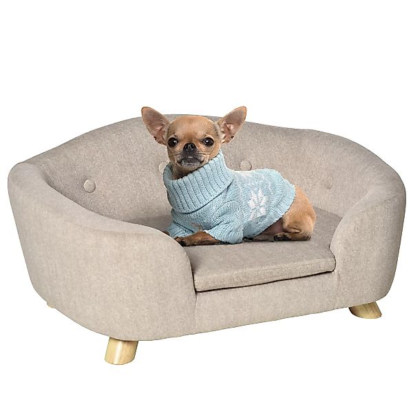 PawHut Haustiersofa  Hundesofa mit Kissen, Rückentasche & Plüschbezug, Crem günstig online kaufen