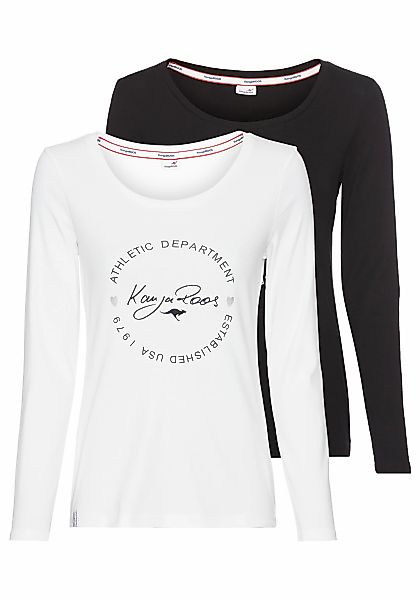 KangaROOS Langarmshirt Packung, 2er-Pack, 2 Stk. tlg. mit Print und unifarb günstig online kaufen