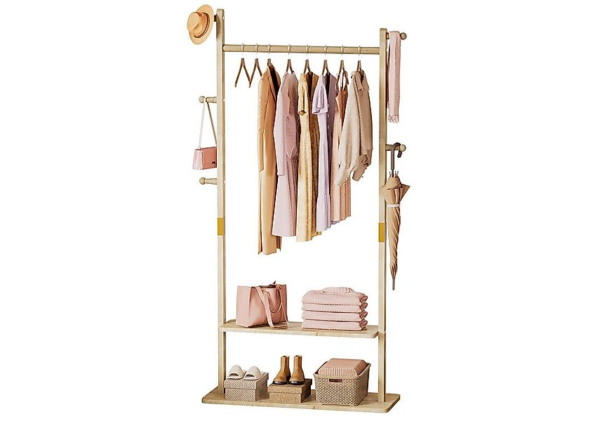 Yorbay Kleiderständer Garderobenständer aus Massivholz mit Ablagebrettern & günstig online kaufen