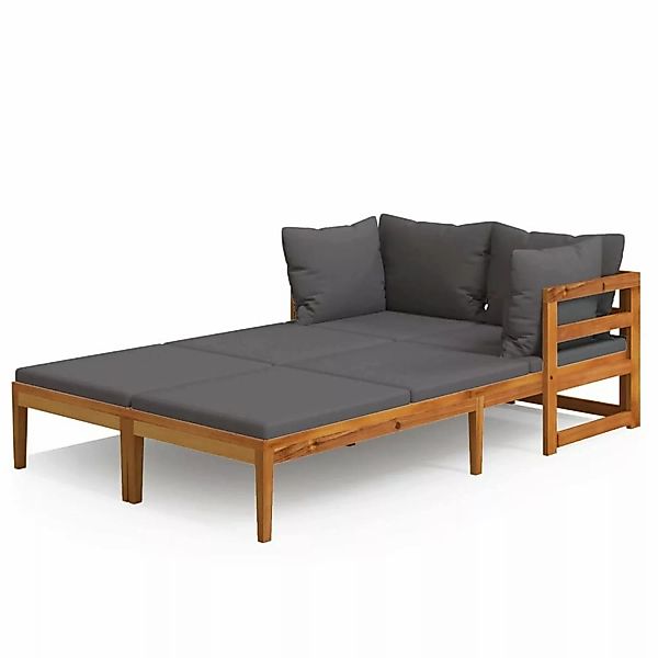 vidaXL Gartenlounge-Set Sonnenliegen mit Dunkelgrauen Kissen günstig online kaufen