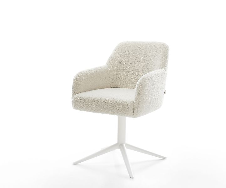 Drehstuhl Greg-Flex Teddystoff Beige Fußkreuz Weiß 360° drehbar Wippfunktio günstig online kaufen