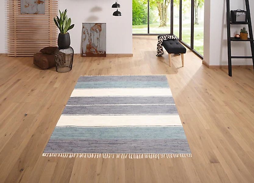 my home Teppich »Paula«, rechteckig, 5 mm Höhe, handgewebt, beidseitig verw günstig online kaufen