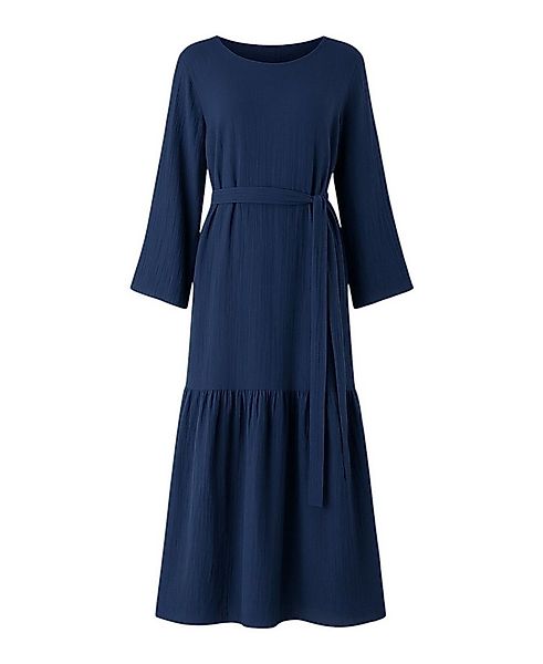 WENOR Sommerkleid Musselin-Kleid, 100 % Baumwolle, Volantsaum, Gürtel, Gr. günstig online kaufen