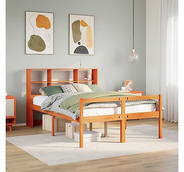 vidaXL Bett, Massivholzbett ohne Matratze Wachsbraun 160x200 cm Massivholz günstig online kaufen