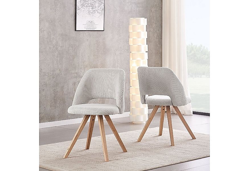 B&D home 4-Fußstuhl VICKY (2er Set, 2 St), gepolstert, Kordstoff, Holzbeine günstig online kaufen