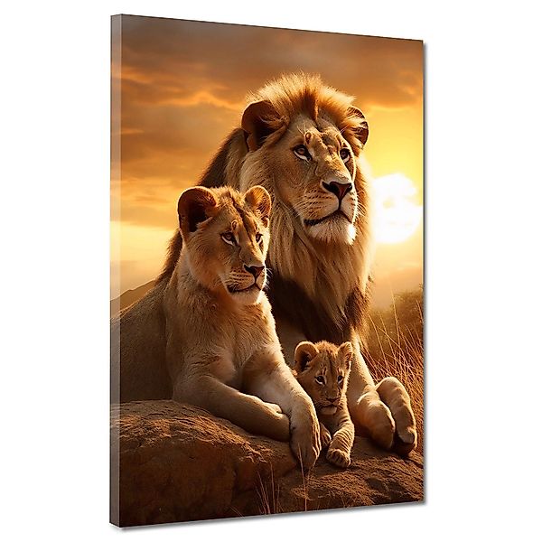 Artedinoi Leinwandbild Löwen-Familie Leinwandbild Wandbild Kunstdruck günstig online kaufen