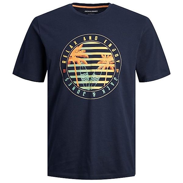 Jack & Jones Rundhalsshirt Große Größen T-Shirt JJSUMMER VIBE navy Palmenpr günstig online kaufen