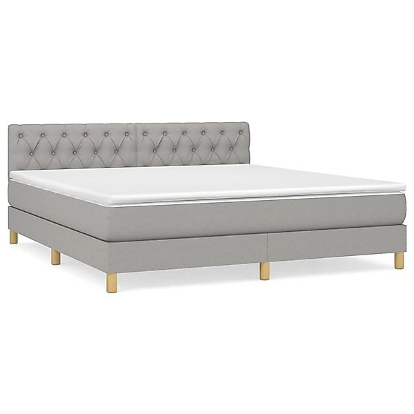 vidaXL Boxspringbett Boxspringbett mit Matratze Hellgrau 160x200 cm Stoff B günstig online kaufen