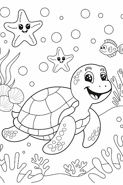 queence Bild "Seesterne und Schildkröte", Blätter-Blätterbilder-Figuren-Fis günstig online kaufen