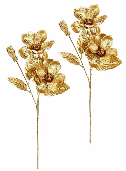 I.GE.A. Kunstblume "Magnolie" 2er Set Dekoblume Metallic Effekt glänzende W günstig online kaufen
