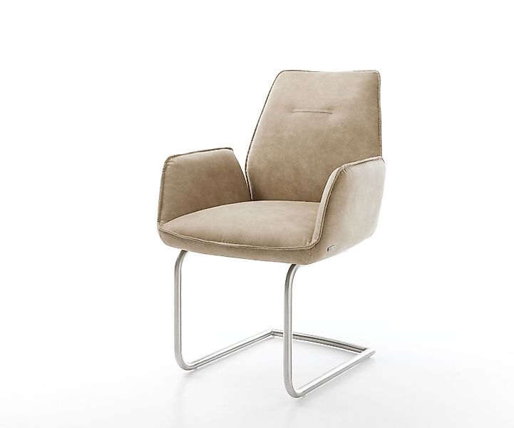 Freischwinger Zoa-Flex Mikrofaser Beige Vintage Freischwinger rund Edelstah günstig online kaufen